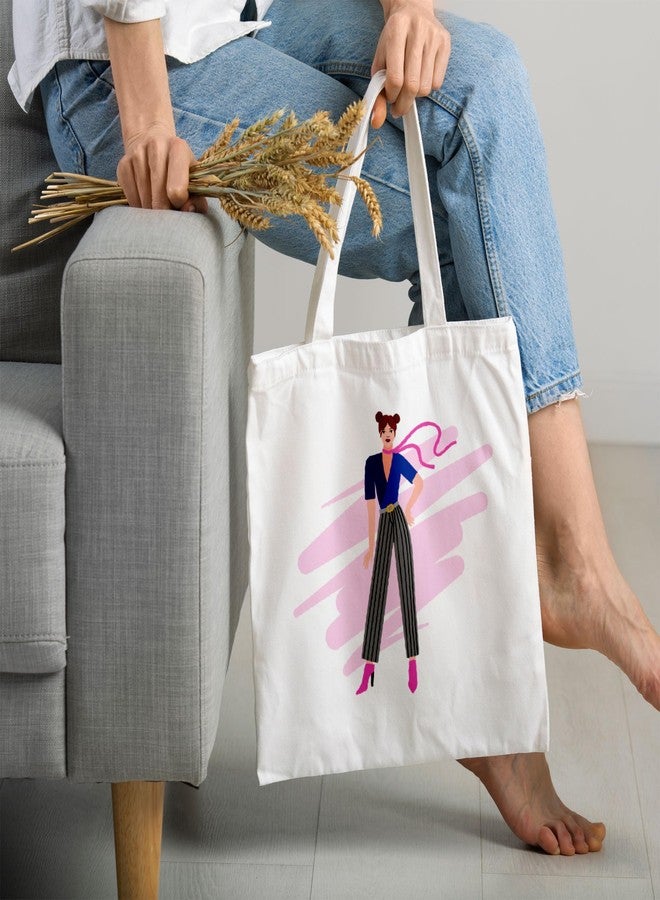 ARTBUG Tote Bag for Women with zip, Aesthetic Canvas tote bag for college girls, office, stylish and reusable - Girl - D No - 037 - Image 2