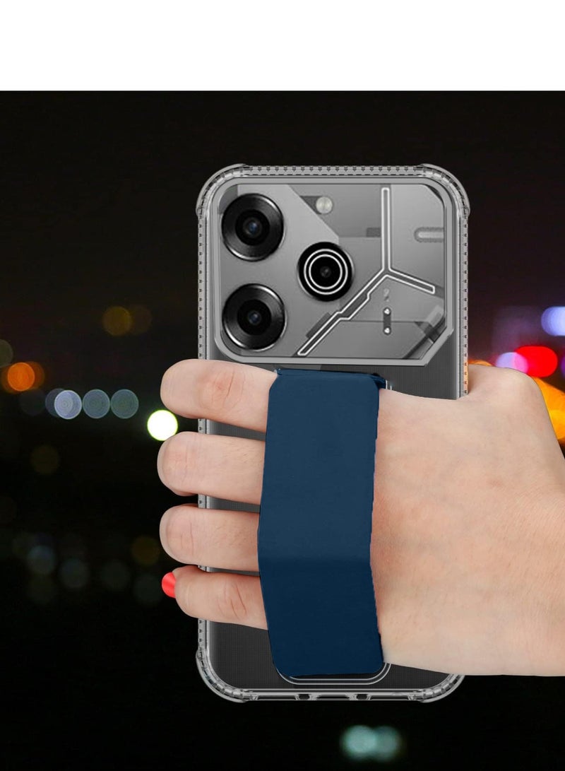 Wtech TPU Hand Grip Air Pillow Case Cover For Tecno Pova 6 Pro 5G 2024 Clear/Navy Blue - Image 2