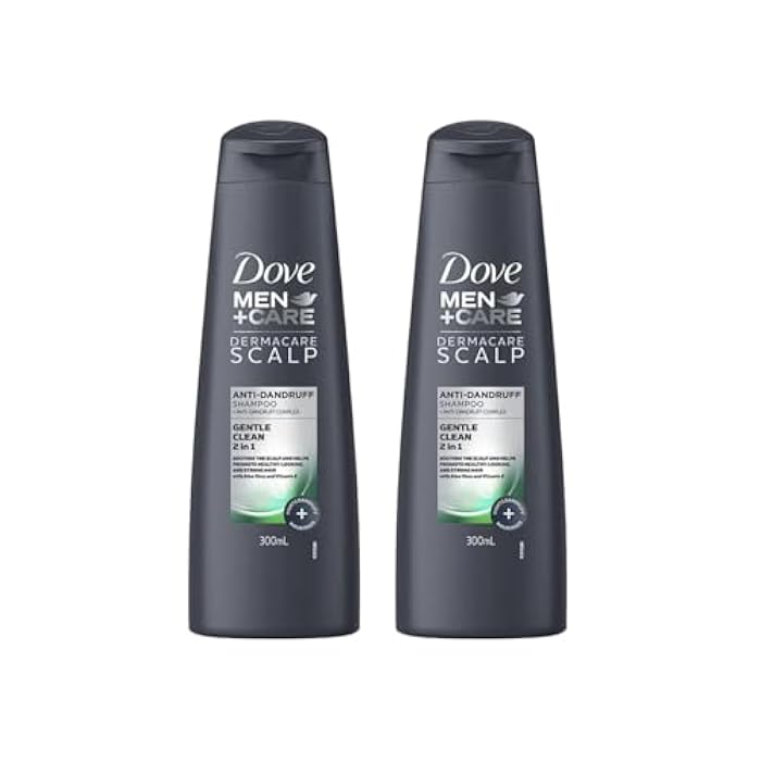 Dove Men+Care Anti-Dandruff 2 in 1 Gentle Clean Shampoo 300 ml – Men’s Dandruff Shampoo and Conditioner, Pyrithione Zinc Formula Fights Flakes, Soothes Scalp, Daily Use Hair Care, 2-Pack
