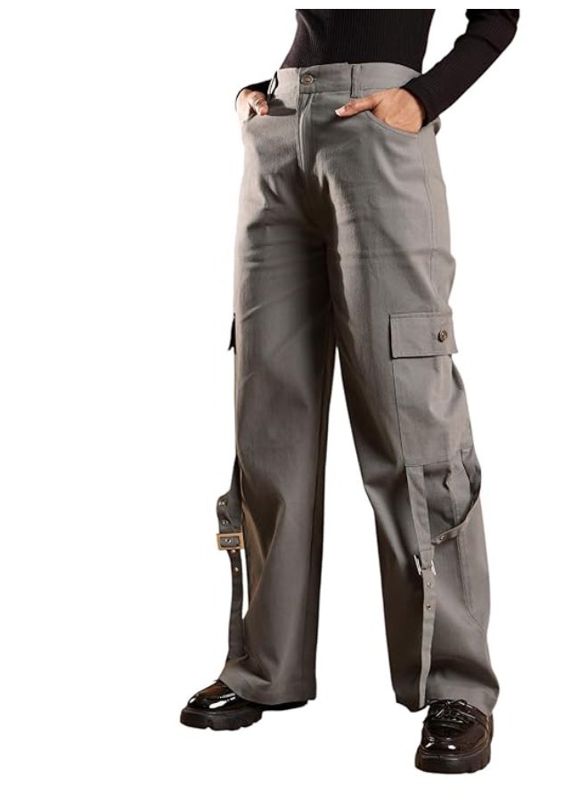 Sassafras Women's Cargo Pants, Grey XL - Image 3