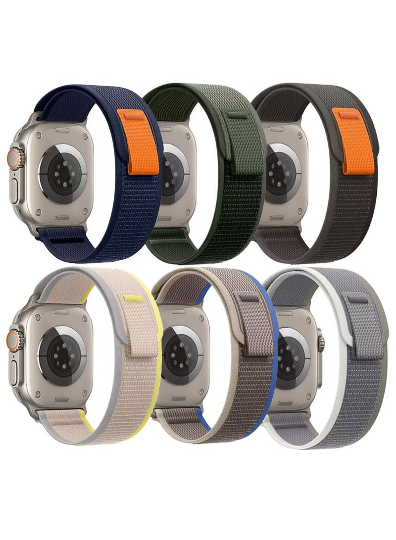 دكينج طقم مكون من 6 أحزمة استبدال من النايلون المنسوج بتصميم فيلكرو لساعة آبل آي ووتش سلسلة 11 10 مقاس 46 مم، متوافقة مع أحزمة آي ووتش مقاس 42 مم/44 مم/45 مم/46 مم/49 مم، ومناسبة لسلسلة آي ووتش 1 2 3 4 5 6 7 8 9 10 الترا 3/2 SE 3/2. الألوان: الأزرق/الأخضر/الرمادي والأسود/الأصفر والبيج/الأزرق والرمادي/الأخضر والرمادي. - Image 2