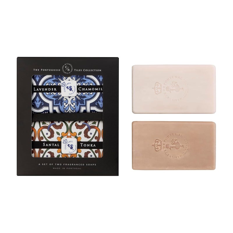 Castelbel Vegetable Base Soap Bars Set of 2 200 g each Paper Wrapped Tiles Collection 2 x 200g Lavender Chamomile Santal Tonka - Image 1