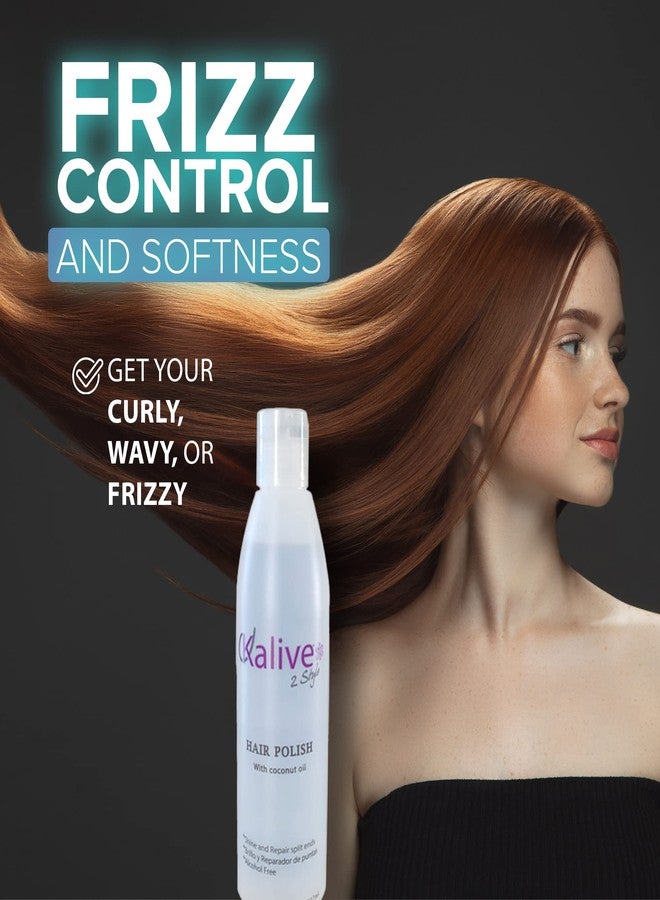 KALIVE 2 STYLE KALIVE Hair Polish with Coconut Oil - Nourishing, Smoothing, and Anti-Frizz Treatment for Frizzy, Dry, and Damaged Hair - 8 oz - Image 2
