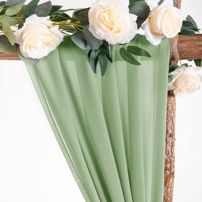 Socomi Wedding Arch Draping Fabric 1 Panel 29" x 19Ft Sage Green Sheer Chiffon Curtain Drapes 6 Yards for Wedding Ceremony Birthday Party Decoration - Image 5