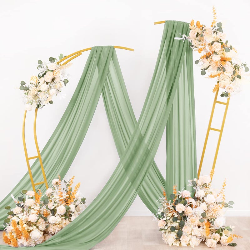 Socomi Wedding Arch Draping Fabric 1 Panel 29" x 19Ft Sage Green Sheer Chiffon Curtain Drapes 6 Yards for Wedding Ceremony Birthday Party Decoration - Image 4