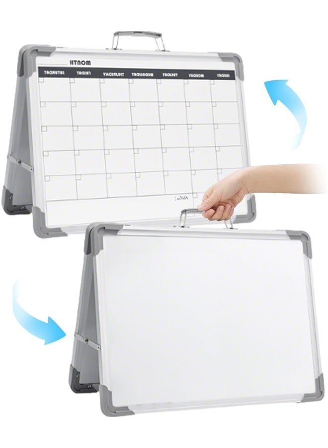 TAPIT Dry Erase White Board Magnetic Board 16x12 Inch Small Foldable Tabletop Whiteboard Double Sided Portable Magnetic Whiteboard for Drawing Memo to Do List Wall with Calendar Planner 1 Pieces - Image 1