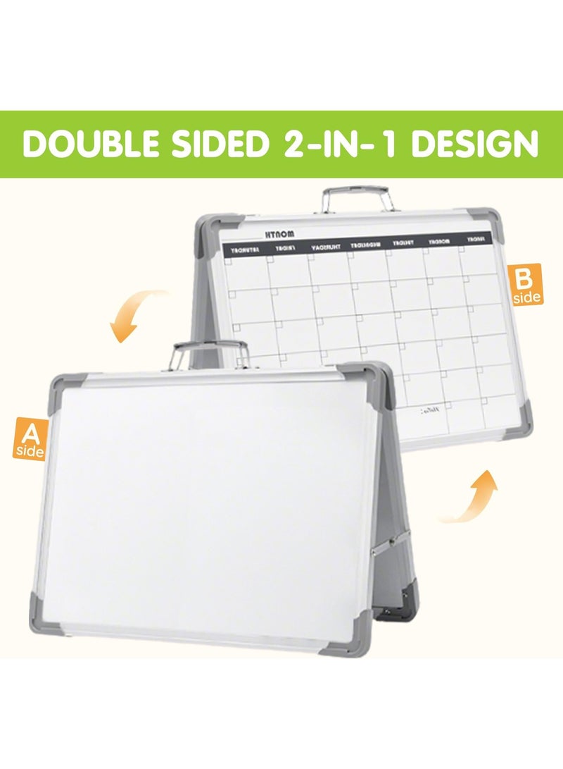TAPIT Dry Erase White Board Magnetic Board 16x12 Inch Small Foldable Tabletop Whiteboard Double Sided Portable Magnetic Whiteboard for Drawing Memo to Do List Wall with Calendar Planner 1 Pieces - Image 2