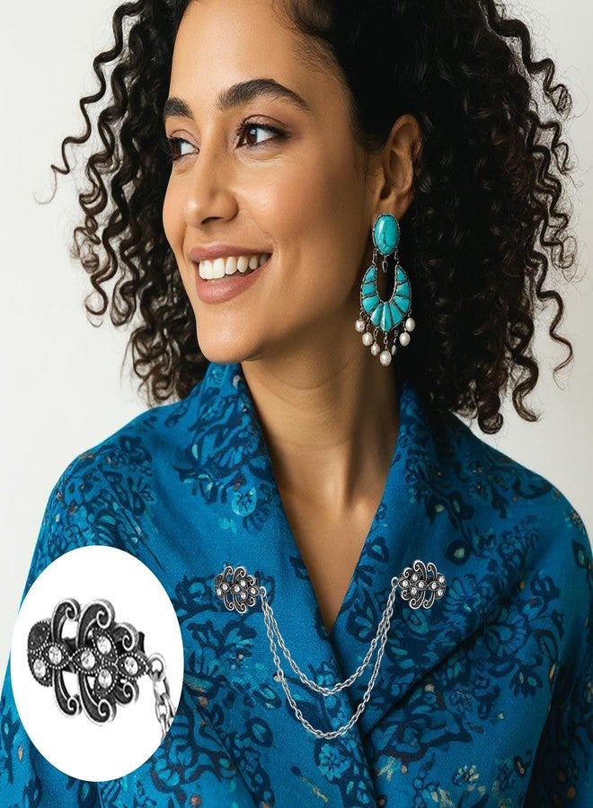 Yolev 4 Pcs Shirt Dress Cardigan Clip, Retro Sweater Chain Clips, Collar Clip with Chain for Women - Image 5