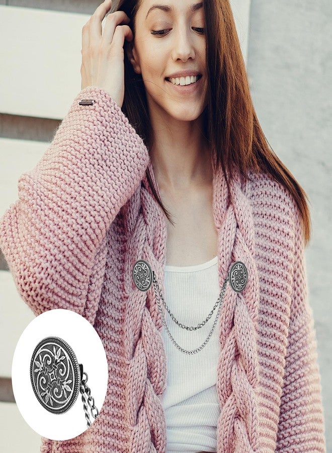 Yolev 4 Pcs Shirt Dress Cardigan Clip, Retro Sweater Chain Clips, Collar Clip with Chain for Women - Image 4