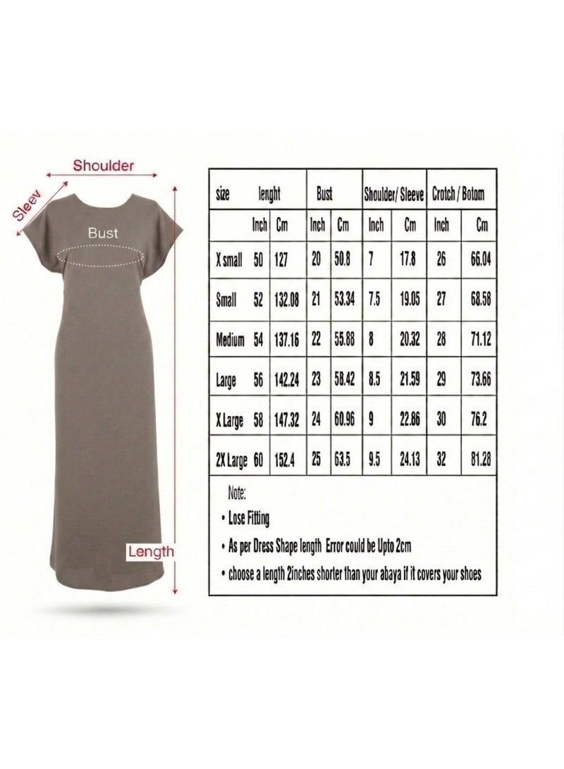 طقم عباية داخلية CEY فاخر من MA، فستان ماكسي نسائي طويل ومحتشم، كاجوال/رسمي تحت العباية (جلابية)، مريح ذو ملمس ناعم على الجسم، قماش جيد التهوية ومناسب للارتداء في جميع الفصول (المقاسات من S إلى XL). - Image 5