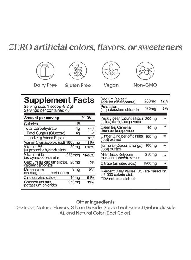 Hydralyte هايدرا لايت دعم الكبد + مزيج الكهارل مع حليب الشوك، الكركم، الزنجبيل، التين الشوكي، مستخلص الشاي الأخضر مصمم لإعادة الترطيب السريع، (زنجبيل البرتقال الدموي، 40 حصة في علبة)  - Image 3