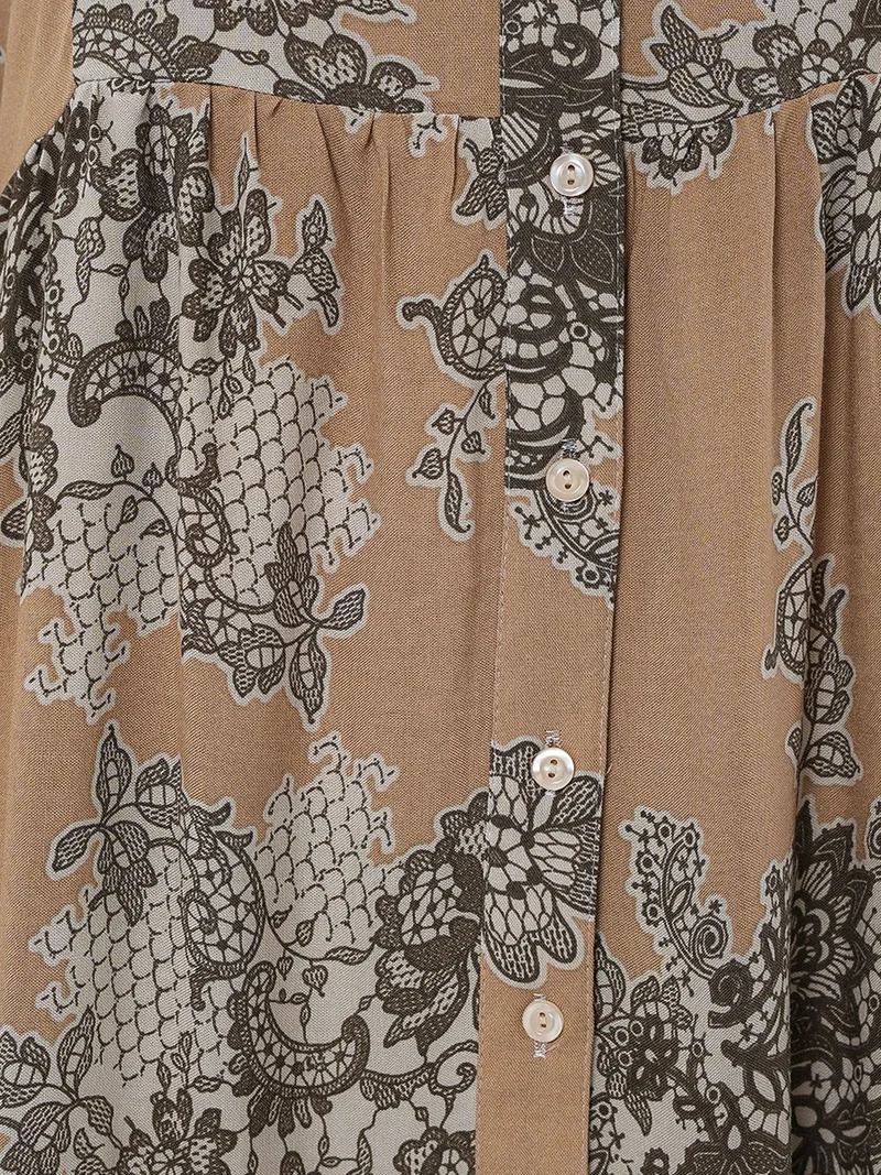 Big Dart Beige Natural BDART Printed V-Neck Maxi Dress with Button Closure for Women | Best Price UAE