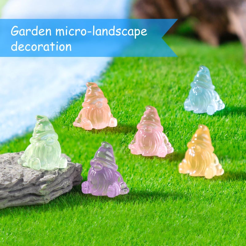 cntjv 90 Pcs Mini Gnomes Figurines Glow in The Dark Miniature Dwarf Small Resin Gnomes Bulk Acrylic Craft Tiny Figures to Hide, Decorations for Home Outdoor Fairy Garden Accessories 6 Colors - Image 5