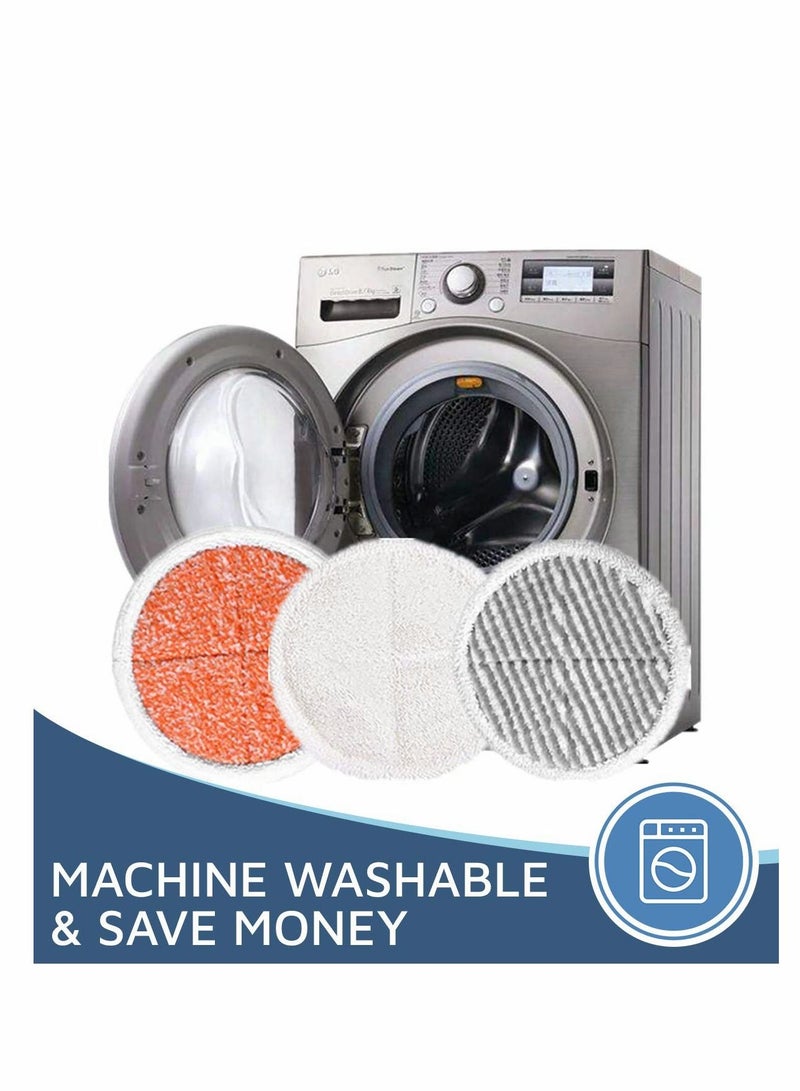 6 Pack Replacement Pads Compatible with Bissell Spinwave 2124, 2039A, 2307, 23157, 20391, 20399 Powered Hard Floor Mop， Mop （white, orange, off-white strips） - Image 4