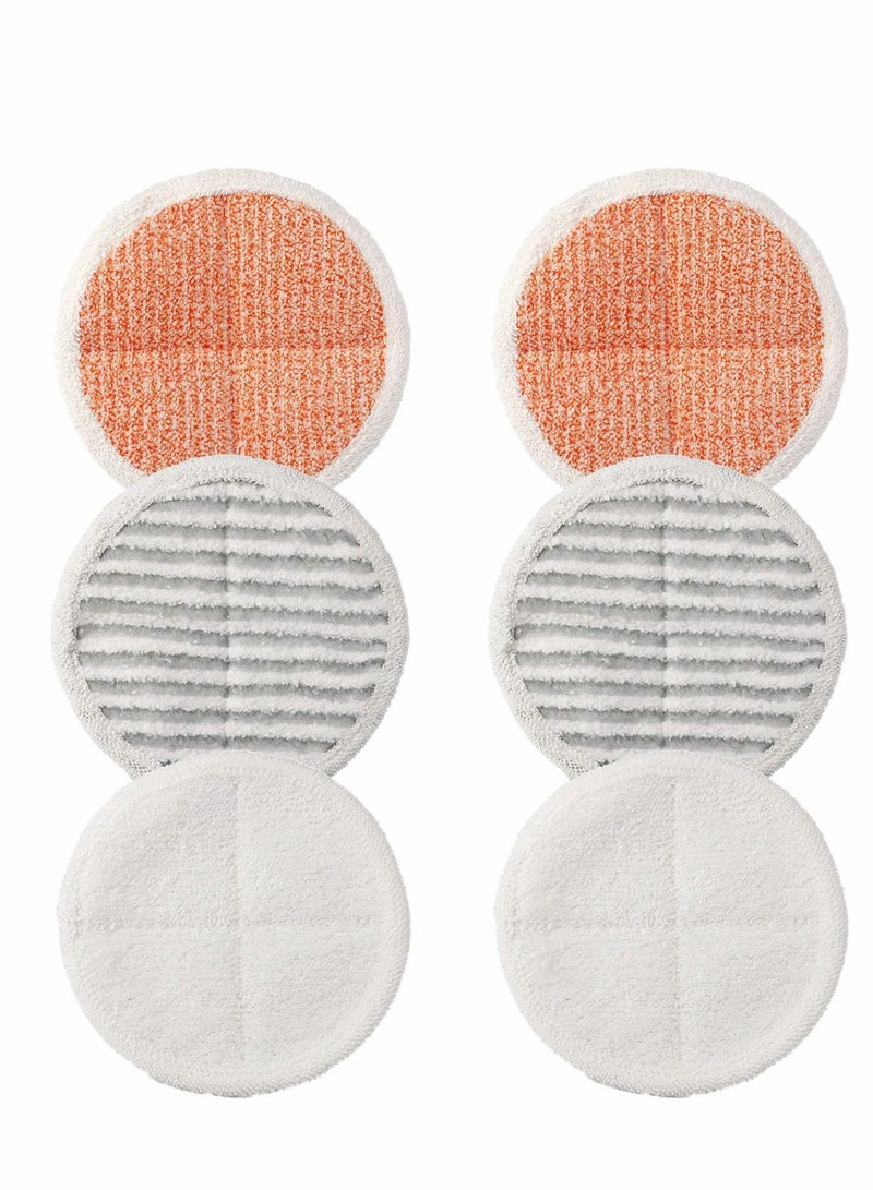 6 Pack Replacement Pads Compatible with Bissell Spinwave 2124, 2039A, 2307, 23157, 20391, 20399 Powered Hard Floor Mop， Mop （white, orange, off-white strips） - Image 2