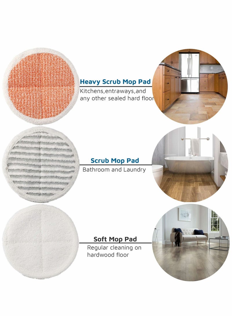 6 Pack Replacement Pads Compatible with Bissell Spinwave 2124, 2039A, 2307, 23157, 20391, 20399 Powered Hard Floor Mop， Mop （white, orange, off-white strips） - Image 1