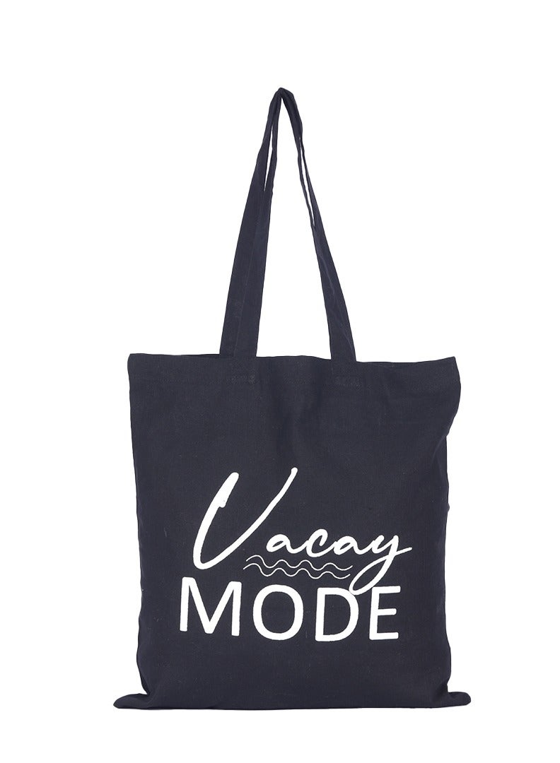 BYFT Black Cotton Flat Tote Bag (Vacay Mode) - Image 1