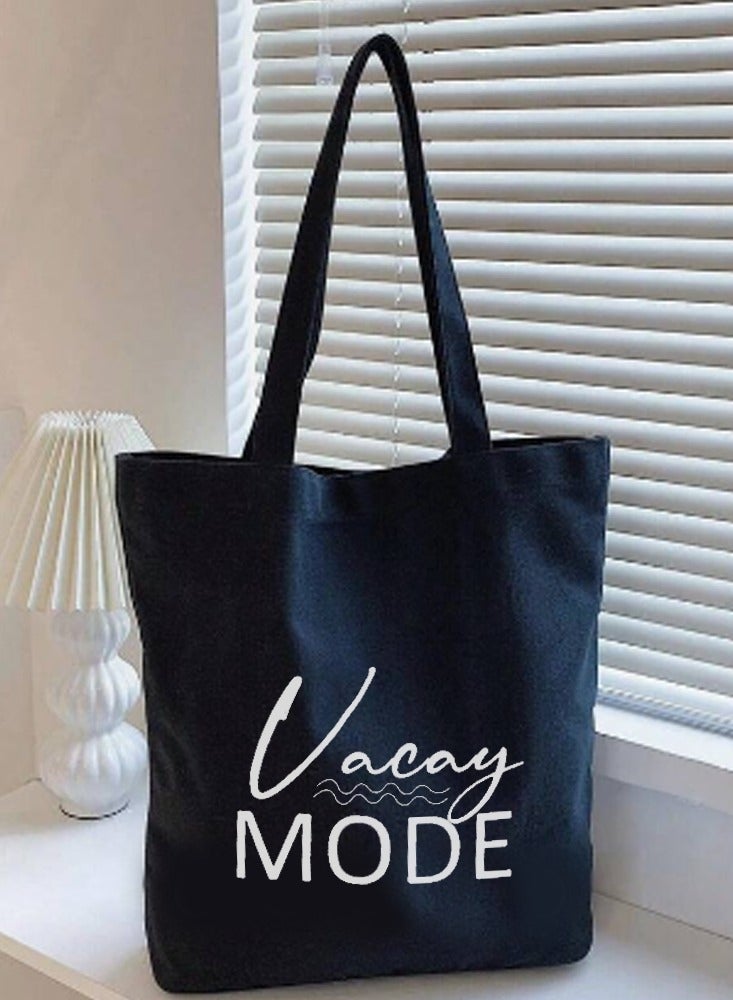 BYFT Black Cotton Flat Tote Bag (Vacay Mode) - Image 3