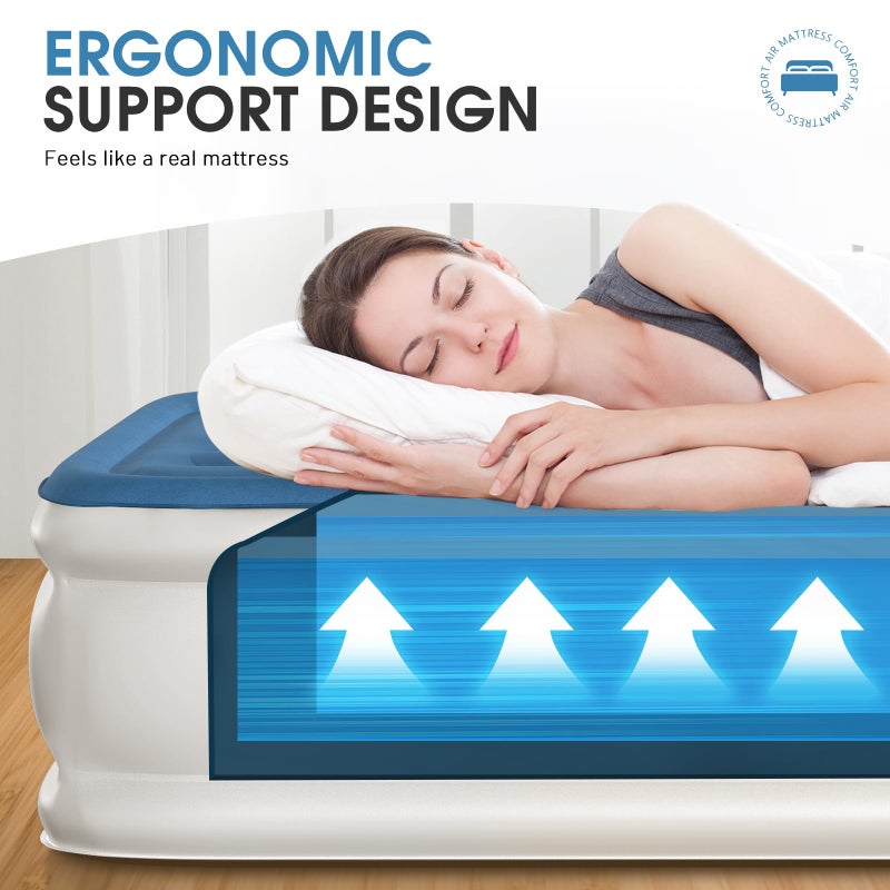 DIVON Twin Air Mattress with Built in Pump Raised,18â€Single Inflatable Mattress in 2 Mins,Foldable Blow Up Mattress,Portable Twin Size Air Mattress for Camping,Travel&Floor,Air Bed for Adults,330lbs - Image 3