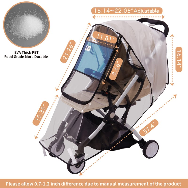 Bemece Stroller Rain Cover, Universal Stroller Accessory, Baby Travel Weather Shield, Windproof and Waterproof, Protect from Dust and Snow - Image 2