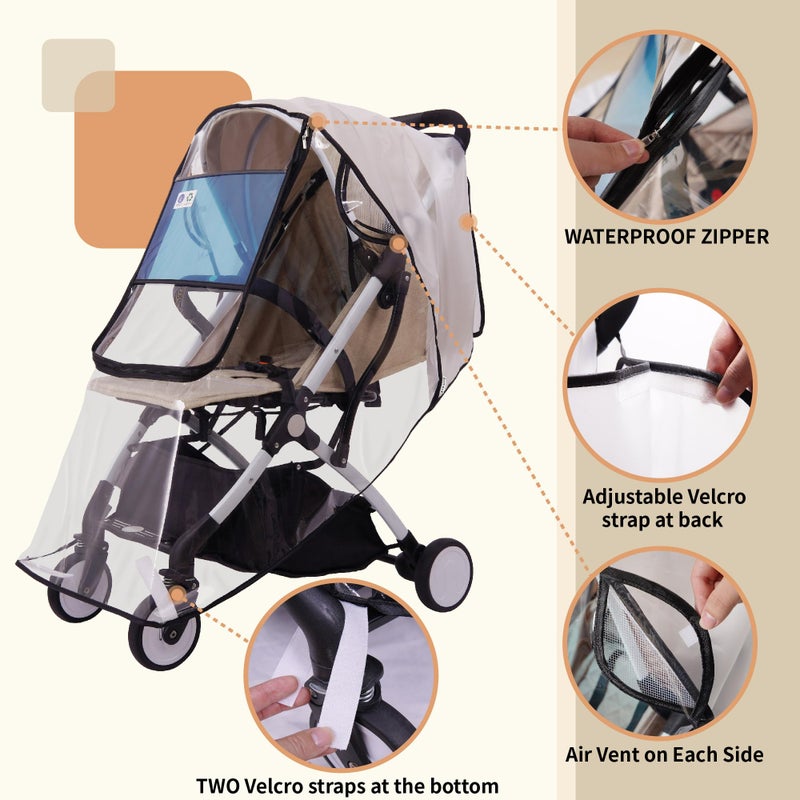 Bemece Stroller Rain Cover, Universal Stroller Accessory, Baby Travel Weather Shield, Windproof and Waterproof, Protect from Dust and Snow - Image 3