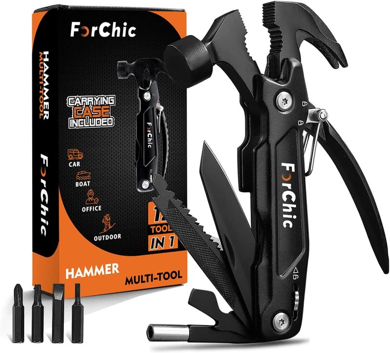 ForChic Hammer Multi Tool 12 in 1 Hammer Camping Gear Survival Tool, Birthday Christmas Gift for Men, Christmas Gifts for Dad Who Wants Nothing, Mens Gifts for Him, Dad, Husband, Grandpa, Boyfriend - Image 1