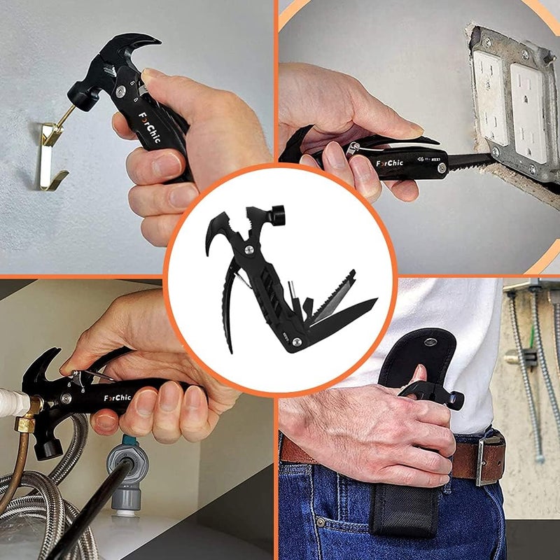 ForChic Hammer Multi Tool 12 in 1 Hammer Camping Gear Survival Tool, Birthday Christmas Gift for Men, Christmas Gifts for Dad Who Wants Nothing, Mens Gifts for Him, Dad, Husband, Grandpa, Boyfriend - Image 5