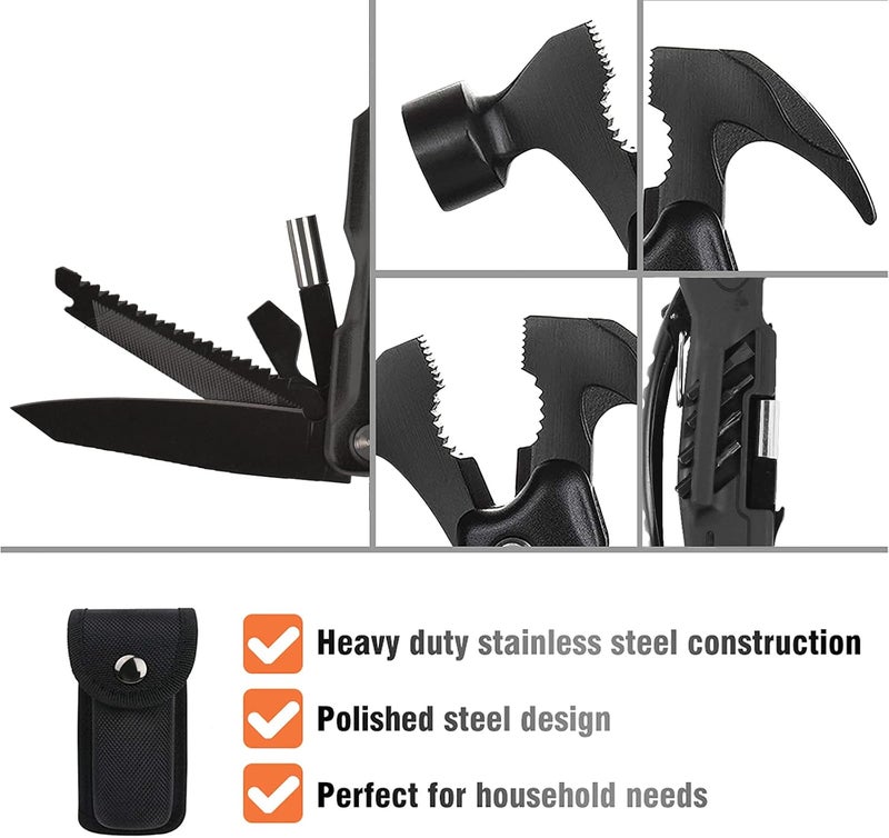 ForChic Hammer Multi Tool 12 in 1 Hammer Camping Gear Survival Tool, Birthday Christmas Gift for Men, Christmas Gifts for Dad Who Wants Nothing, Mens Gifts for Him, Dad, Husband, Grandpa, Boyfriend - Image 3