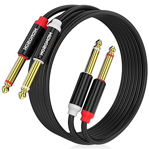 HOSONGIN Dual 1/4 inch TS to Dual 1/4 inch TS Stereo Interconnect Insert Cable, PVC Jacket Gold-Plated Plug Double Shielding Cable, 6.6 Feet - Image 1