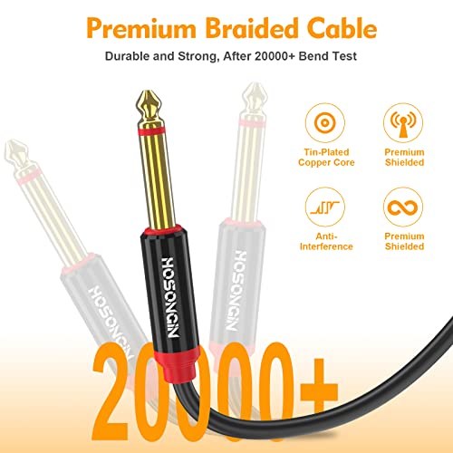 HOSONGIN Dual 1/4 inch TS to Dual 1/4 inch TS Stereo Interconnect Insert Cable, PVC Jacket Gold-Plated Plug Double Shielding Cable, 6.6 Feet - Image 4