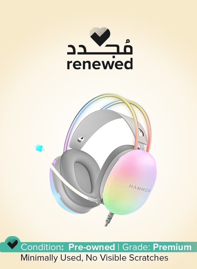 Hammer Renewed - HAMMER Blaze Wired Over Ear Gaming Headphones with Mic, 50mm Drivers, Full RGB Lights, Gaming Headset with Adjustable Bands, Breathable earcushion, 1.5Mtr Wire with USB (Cyan) - Image 1
