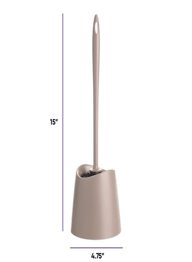 Superio Small Plastic Bathroom Set 3 qt Taupe Plastic Compact Trash Can, and Toilet Bowl Cleaner Brush with Holder - Matching Toilet Set - Image 3