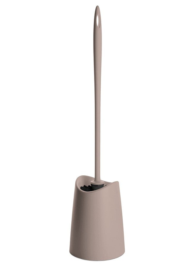 Superio Small Plastic Bathroom Set 3 qt Taupe Plastic Compact Trash Can, and Toilet Bowl Cleaner Brush with Holder - Matching Toilet Set - Image 2