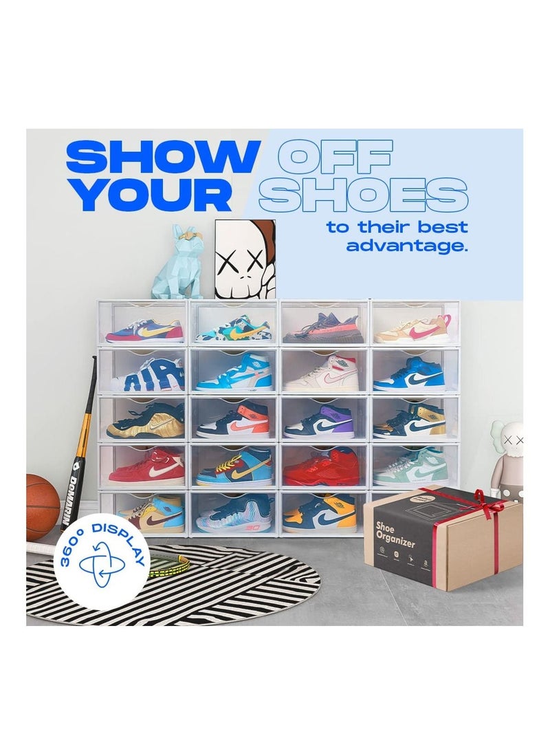 Generic - 12 pack of Shoe Boxes Clear Plastic Stackable, Clear Shoe Boxes Stackable, Shoe Organizer for Closet Shoe Storage Boxes, Shoe Box Sneaker Storage, Plastic Shoe Boxes With Lids, Shoe Display Case Shoe - Image 1