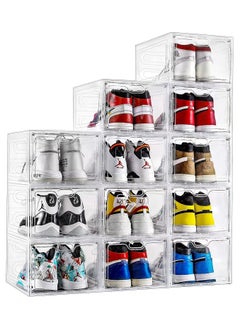 12 pack of Shoe Boxes Clear Plastic Stackable, Clear Shoe Boxes Stackable, Shoe Organizer for Closet Shoe Storage Boxes, Shoe Box Sneaker Storage, Plastic Shoe Boxes With Lids, Shoe Display Case Shoe