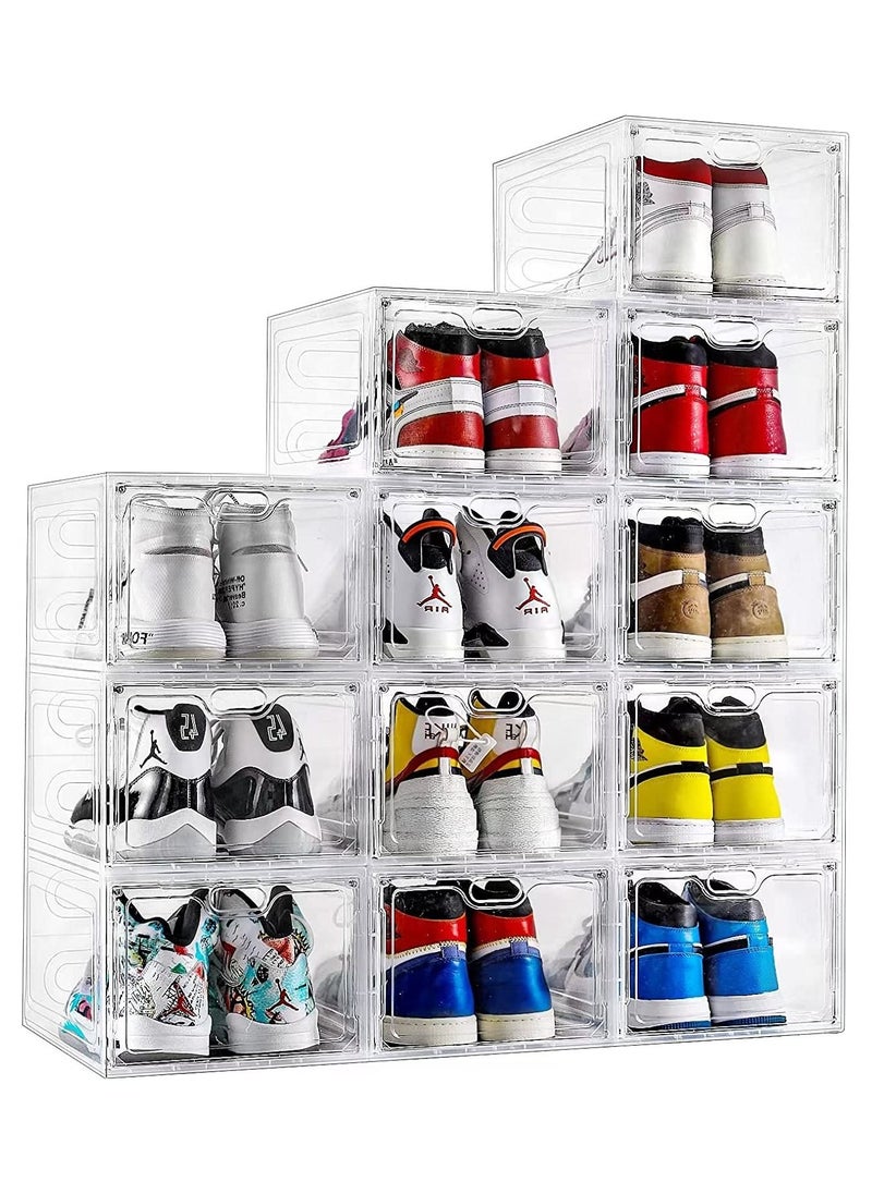 Generic - 12 pack of Shoe Boxes Clear Plastic Stackable, Clear Shoe Boxes Stackable, Shoe Organizer for Closet Shoe Storage Boxes, Shoe Box Sneaker Storage, Plastic Shoe Boxes With Lids, Shoe Display Case Shoe - Image 1