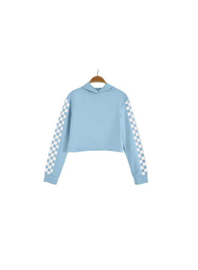 Meikulo Kids 2 Piece Outfits Girls Crop Tops Hoodies Long Sleeve Fashion Sweatshirts and Sweatpants, A-blue, 9-10 Years - Image 2
