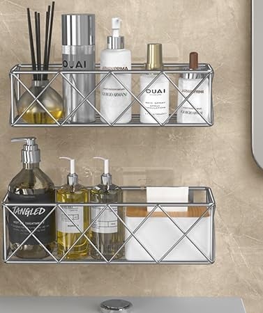 GLOCY Multipurpose Bathroom Rack,Bathroom Shower Caddy,Bathroom Organizer,Kitchen Rack Stainless Steel Wall Shelf - Image 1