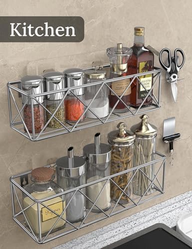 GLOCY Multipurpose Bathroom Rack,Bathroom Shower Caddy,Bathroom Organizer,Kitchen Rack Stainless Steel Wall Shelf - Image 2