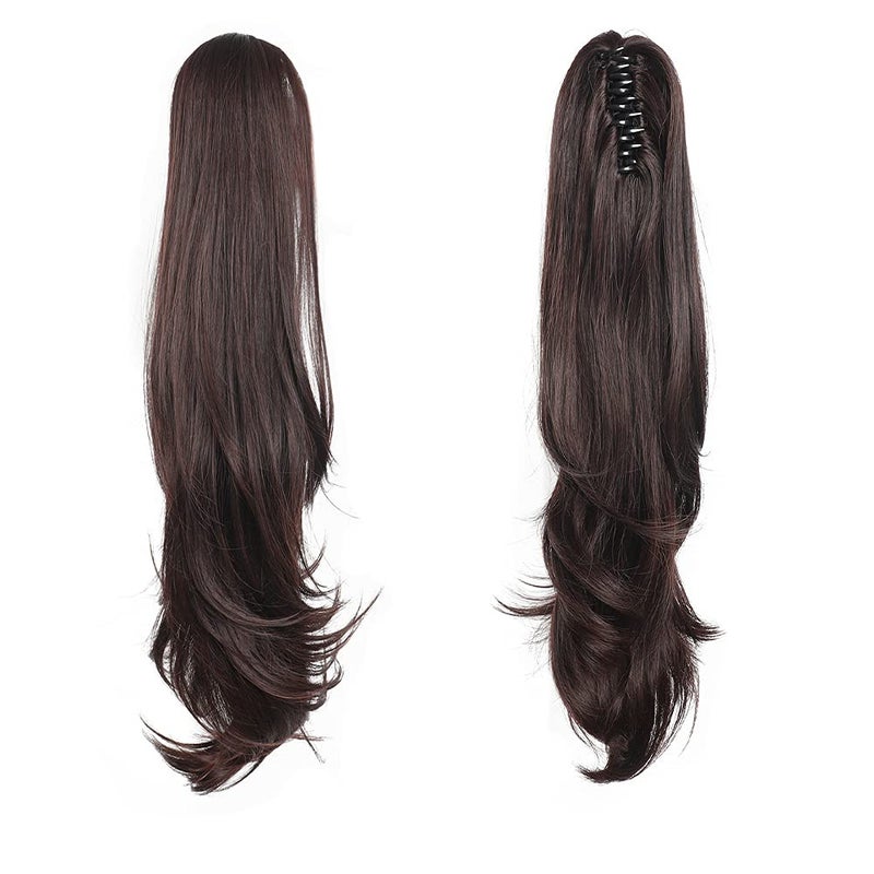 HSPJHTM Ponytail Extensions 2 PCS Brown Ponytails Extensions for Women 24 Synthetic Claw Clip in Pony Tail Hair Extentions Halloween Fluffy Hairpiece for Daily Use