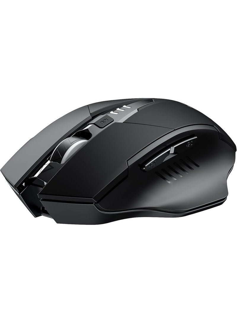 Wireless Mouse Rechargeable, Battery Visible, 2400 DPI, 6 Buttons, Ergonomic Large Mouse for Laptop, Computer, Mac, PC etc. - Image 1