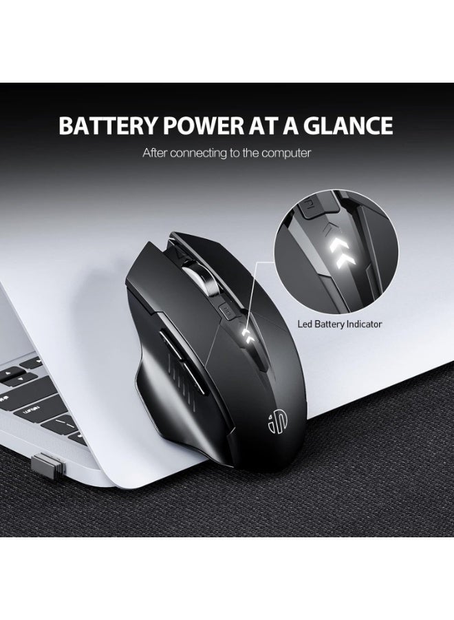 Wireless Mouse Rechargeable, Battery Visible, 2400 DPI, 6 Buttons, Ergonomic Large Mouse for Laptop, Computer, Mac, PC etc. - Image 5