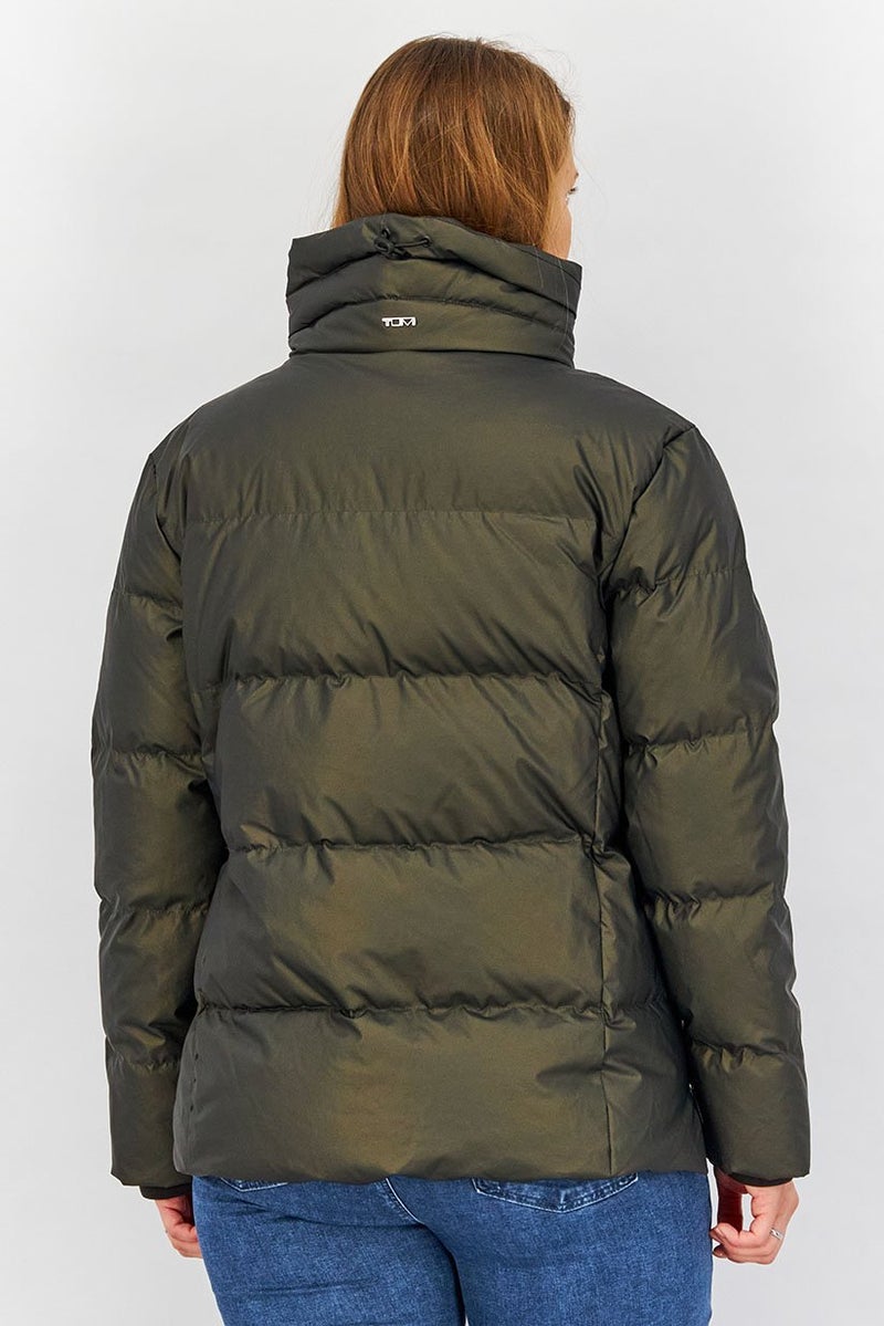Tumi Women High Neckline Long Sleeve Bomber Jacket,  Bronze Black - Image 3