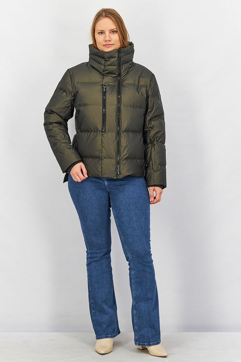 Tumi Women High Neckline Long Sleeve Bomber Jacket,  Bronze Black - Image 4