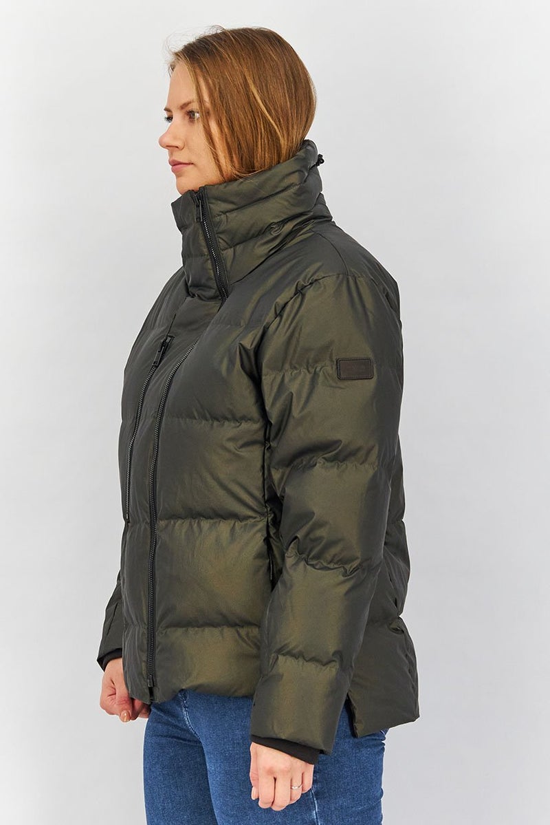 Tumi Women High Neckline Long Sleeve Bomber Jacket,  Bronze Black - Image 2