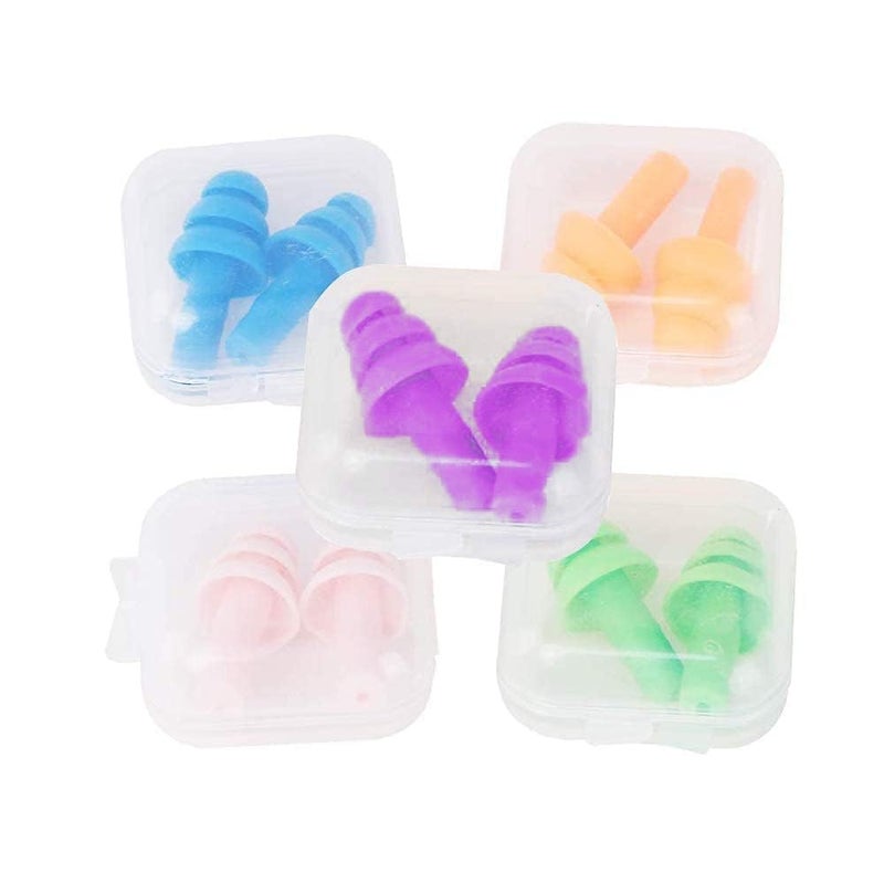 LOVHIDE 5 Pairs Reusable Silicone Earplugs of Noise Reduction Ear Plugs, Noise Cancelling Sound Blocking Earplugs Noise Reduction for Swimming Airplanes Musicians Concerts Silicone (Multicolor) (MultiColor, Pack Of 5) - Image 3