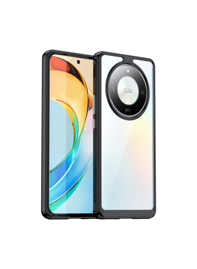 SanHu for Honor X9B 5G Case Cover, High Quality Hard Backplane Soft Border Pure and Bright Comfortable Feel Cell Phone Protective Case for Honor X9B 5G, Black - Image 1