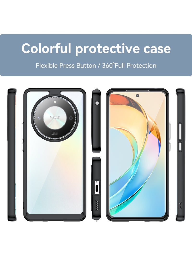 SanHu for Honor X9B 5G Case Cover, High Quality Hard Backplane Soft Border Pure and Bright Comfortable Feel Cell Phone Protective Case for Honor X9B 5G, Black - Image 2