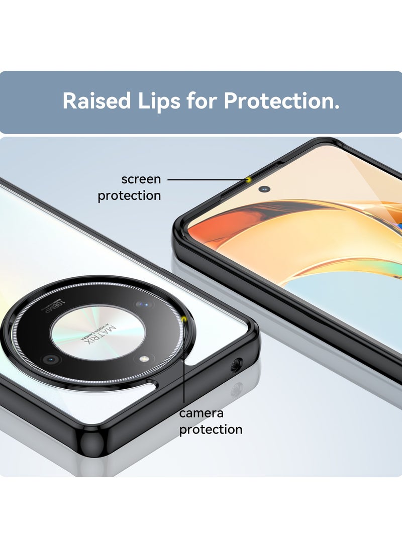 SanHu for Honor X9B 5G Case Cover, High Quality Hard Backplane Soft Border Pure and Bright Comfortable Feel Cell Phone Protective Case for Honor X9B 5G, Black - Image 5