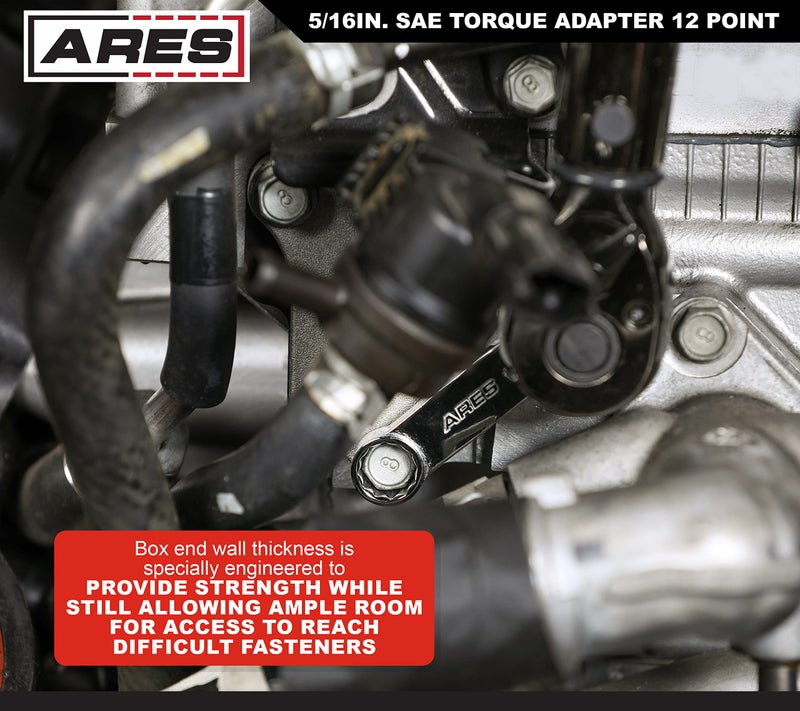 ARES 43017 – 5/16-Inch 12-Point Box End Torque Adapter Extension – 3/8-Inch Drive - 2-Inch Extension for Torquing in Hard to Reach Places – Chrome Vanadium Steel Construction - Image 5